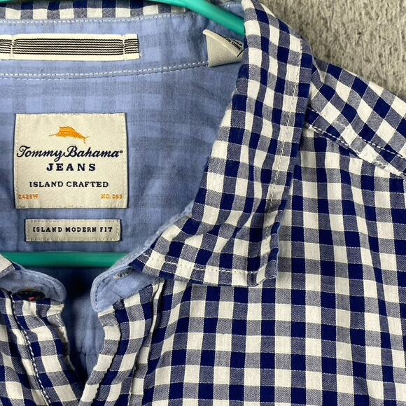 Tommy Bahama Island Crafted Modern Fit Button Shirt Men's XL Blue Plaid - Picture 5 of 10
